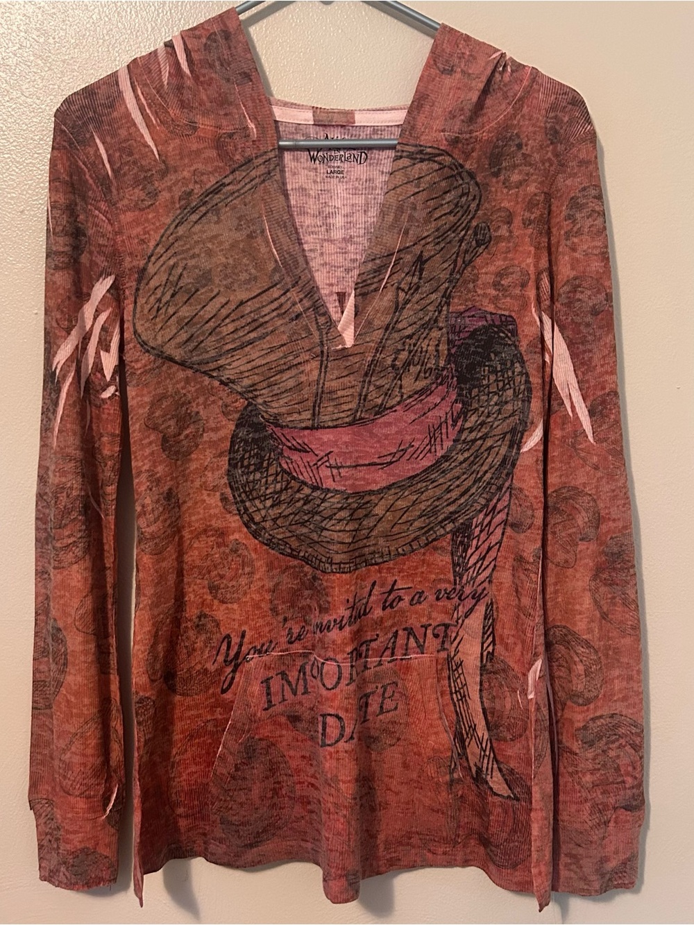 Disney "Alice in Wonderland" Mad Hatter Hooded Long-Sleeved Top